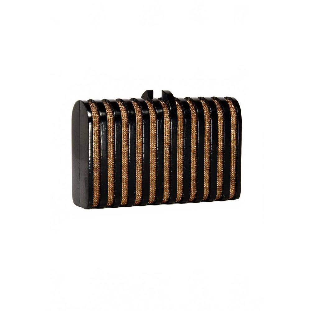 NEW EMM KUO women's rodeo clutch in black/brown